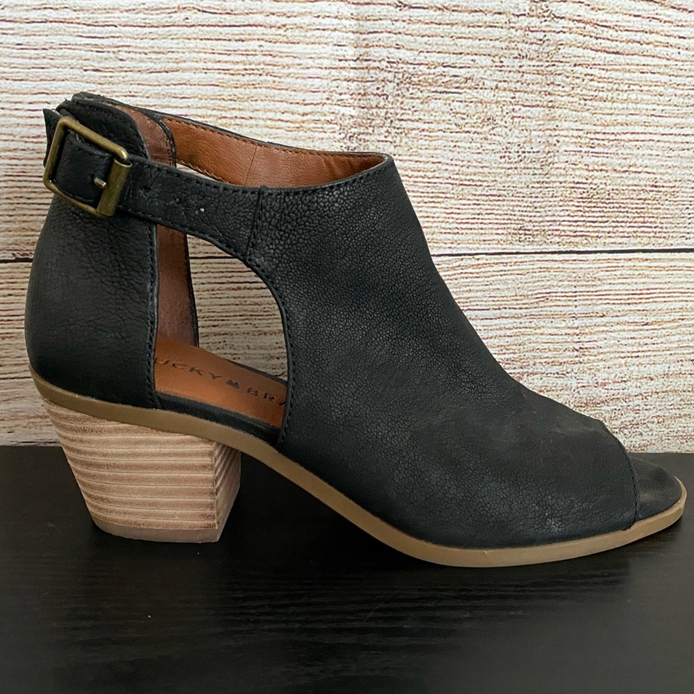Lucky Brand Barimo Open Toe Block Heel Bootie